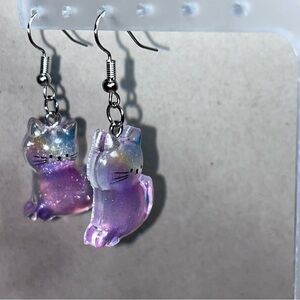 Purple Cat Earrings